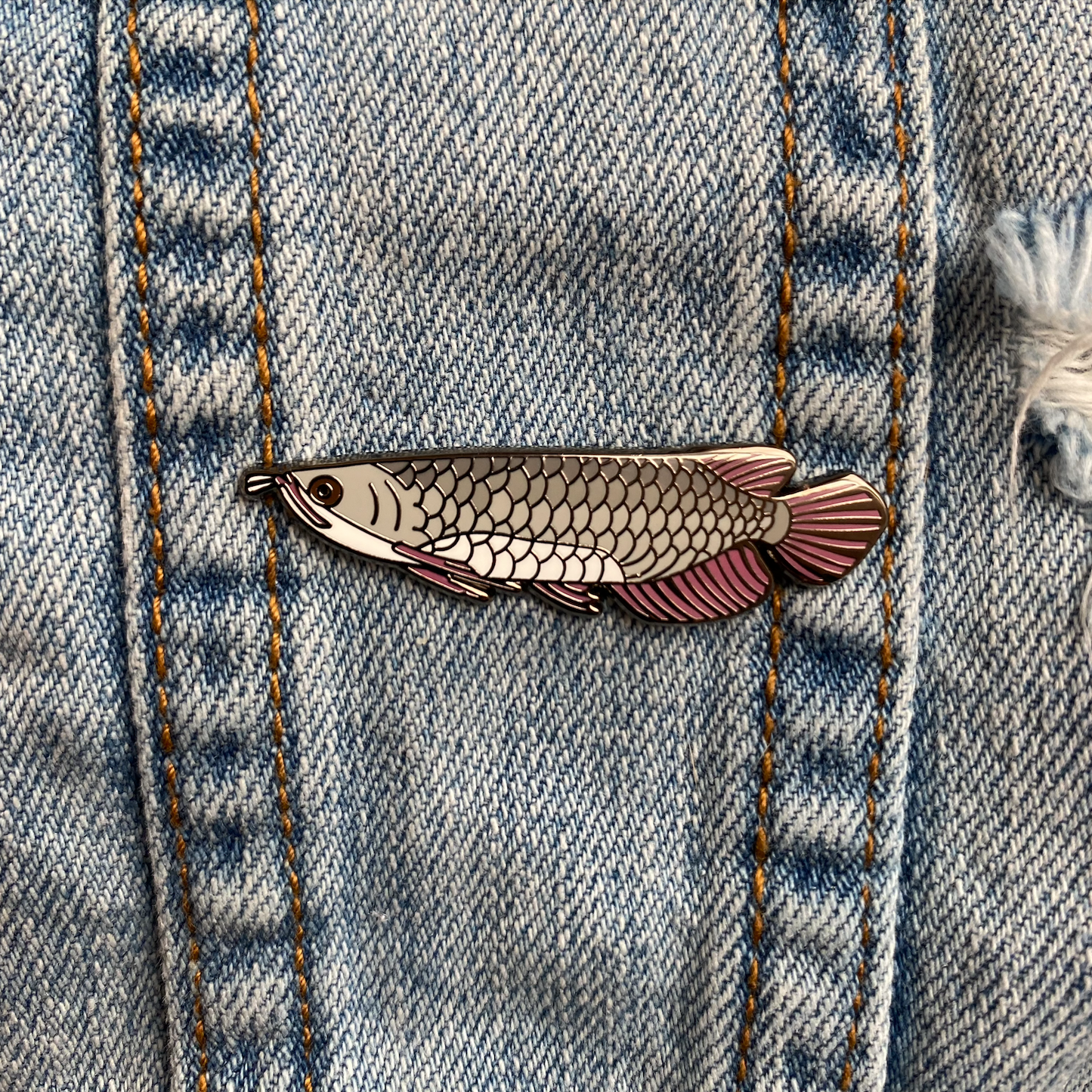 Silver Arowana Enamel Pin