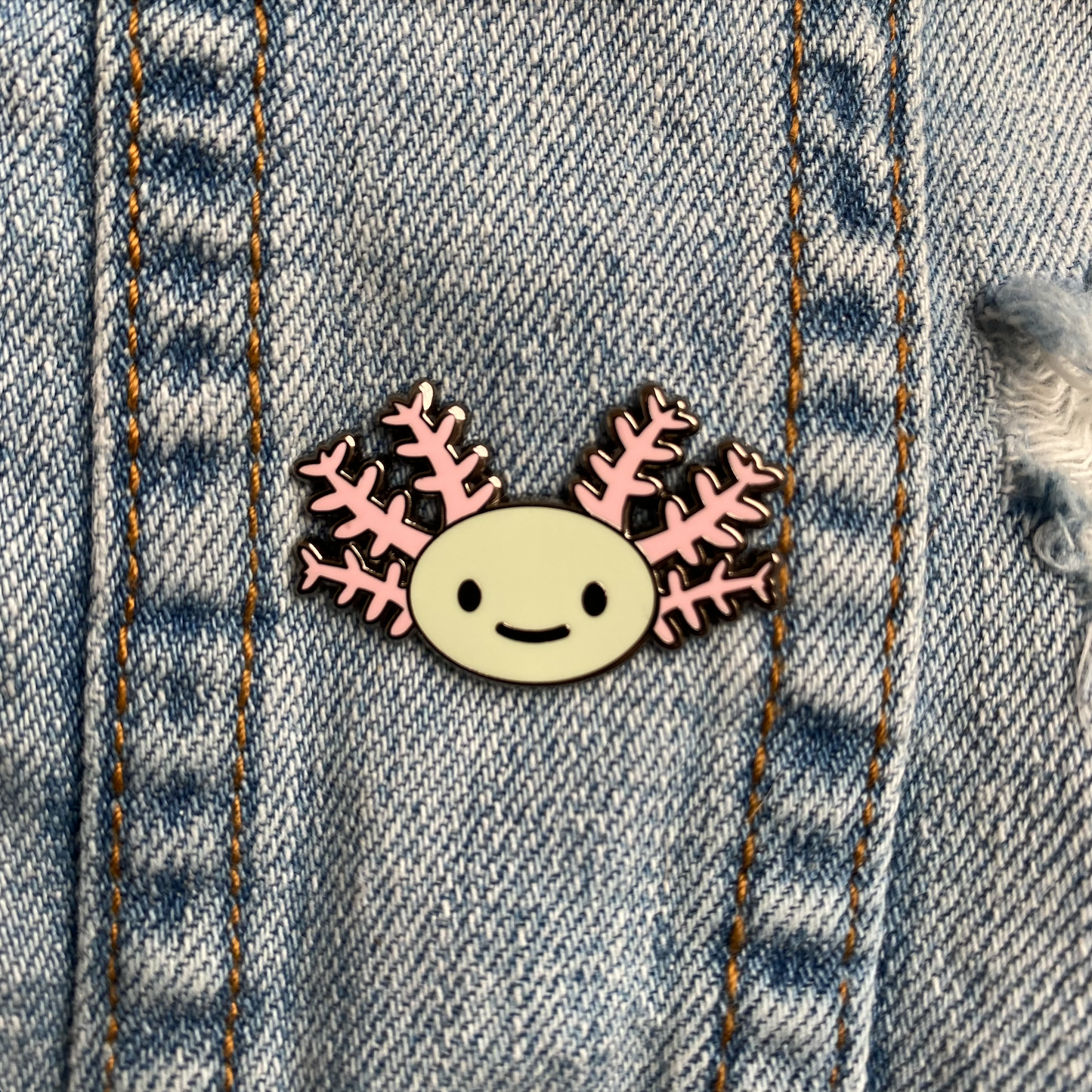 Axolotl salamander hard enamel pin accessory from Tank Life Apparel