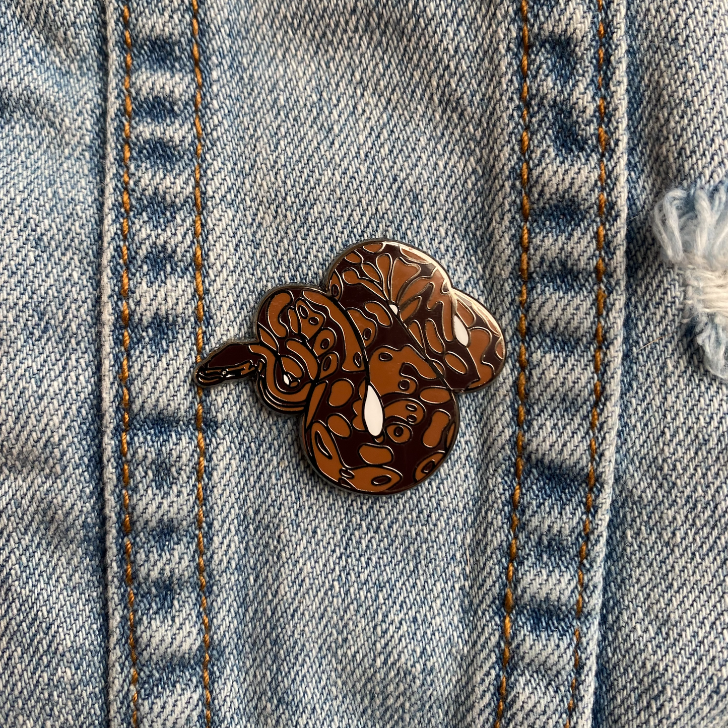 Ball python snake enamel pin for reptile keepers and reptile lovers