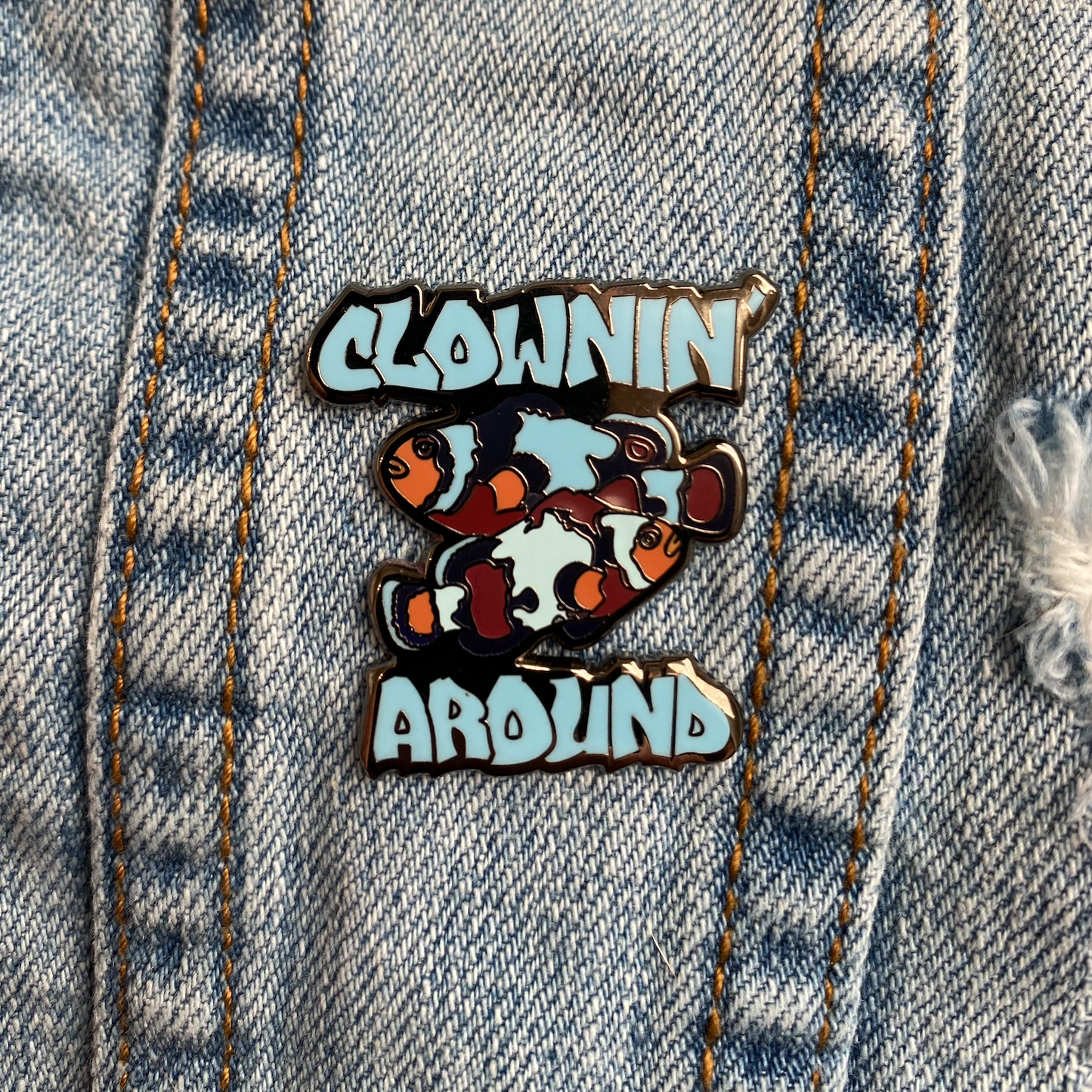 "Clownin' Around" clown fish hard enamel pin Tank Life Apparel