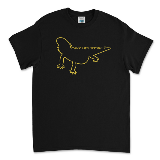 The Tank Life Apparel bearded dragon outline design on a youth tee. 