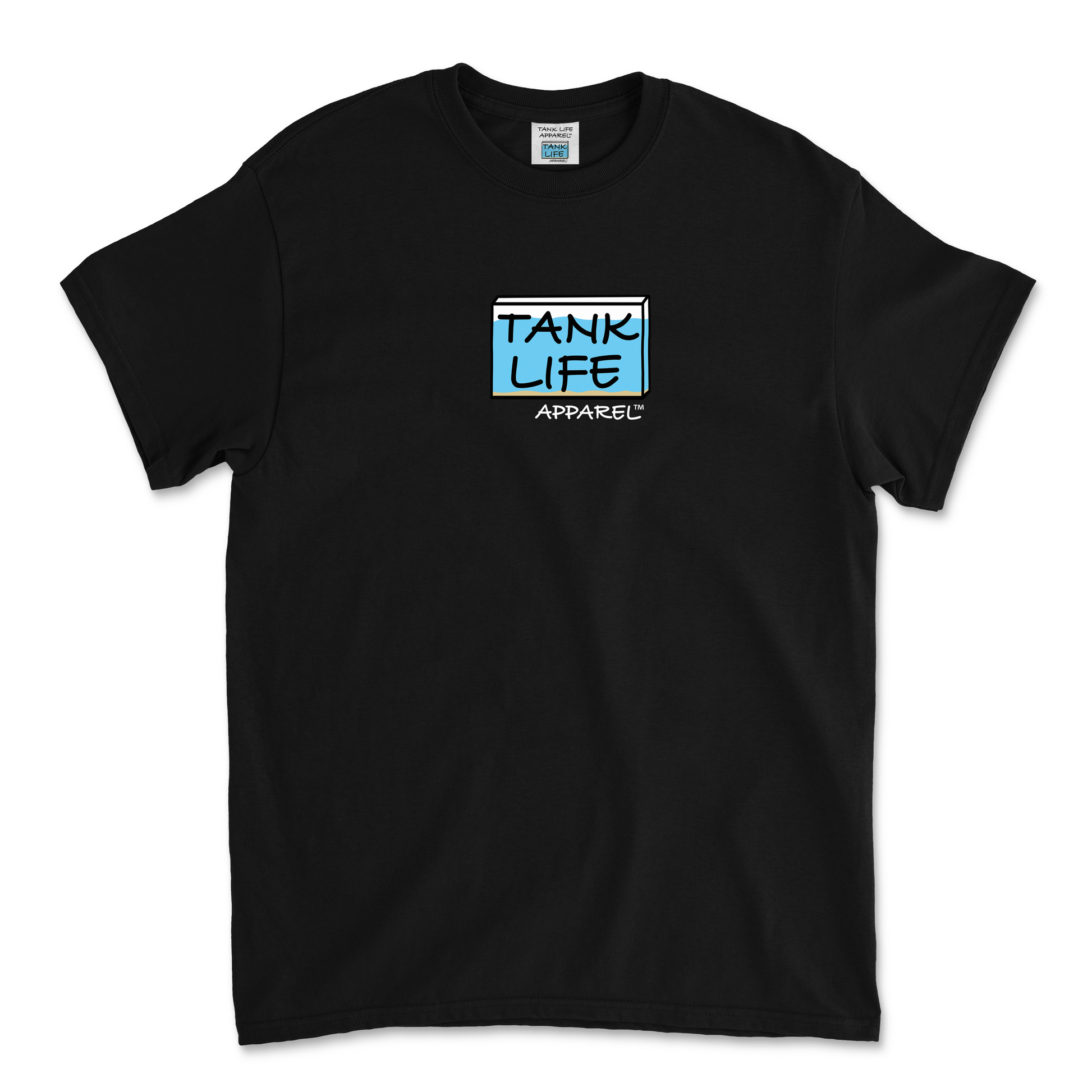 The Tank Life Apparel aquarium design on a youth tee. Fish tank kid's shirt.