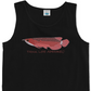 Tank Life Apparel red Asian arowana design on a men's tank top with our custom TLA hem label.
