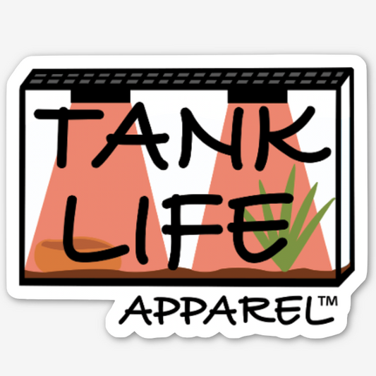 The Tank Life Apparel terrarium logo design on a glossy vinyl sticker. reptile enclosure sticker.