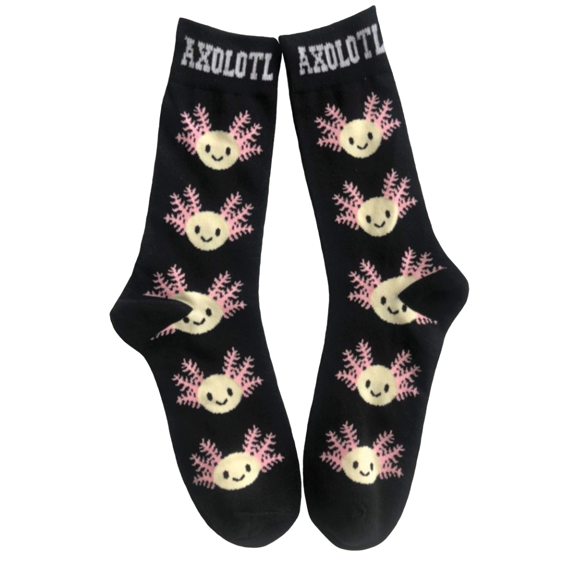 Comfortable and unique Tank Life Apparel crew socks for the axolotl keepers that want to show off their favorite animal anywhere they go. 