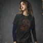 Tank Life Apparel Halloween Grim Reaper Piranha t-shirt with a skeleton grim reaper riding on piranha fish with "Tank Life" written. Festive orange Halloween 2022 limited edition design on a black cotton shirt.